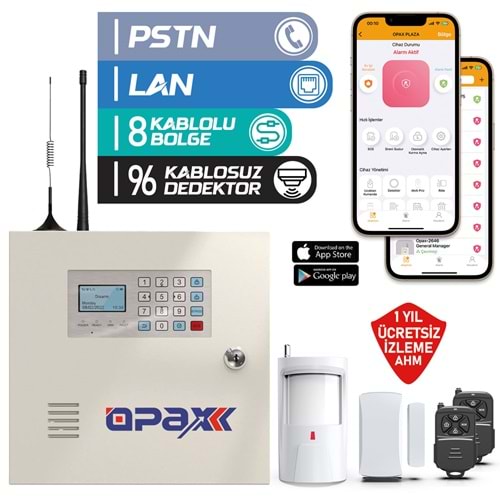 OPAX-2545LAN PSTN & LAN NETWORK KABLOLU & KABLOSUZ ALARM PANELİ