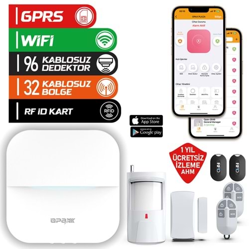 OPAX-W20-S BEYAZ GPRS I GSM I WİFİ KABLOSUZ NETWORK ALARM SİSTEMİ