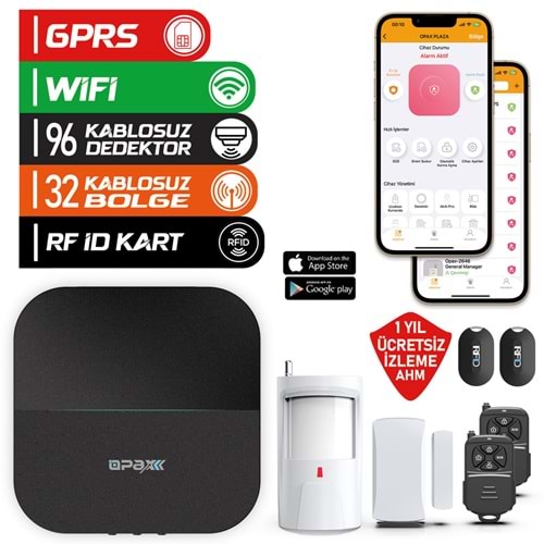 OPAX-W20 SİYAH GPRS I GSM I WİFİ KABLOSUZ NETWORK ALARM SİSTEMİ